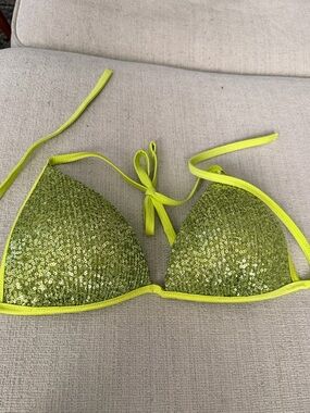 Calzedonia Neon Lime Triangle Bikini Top